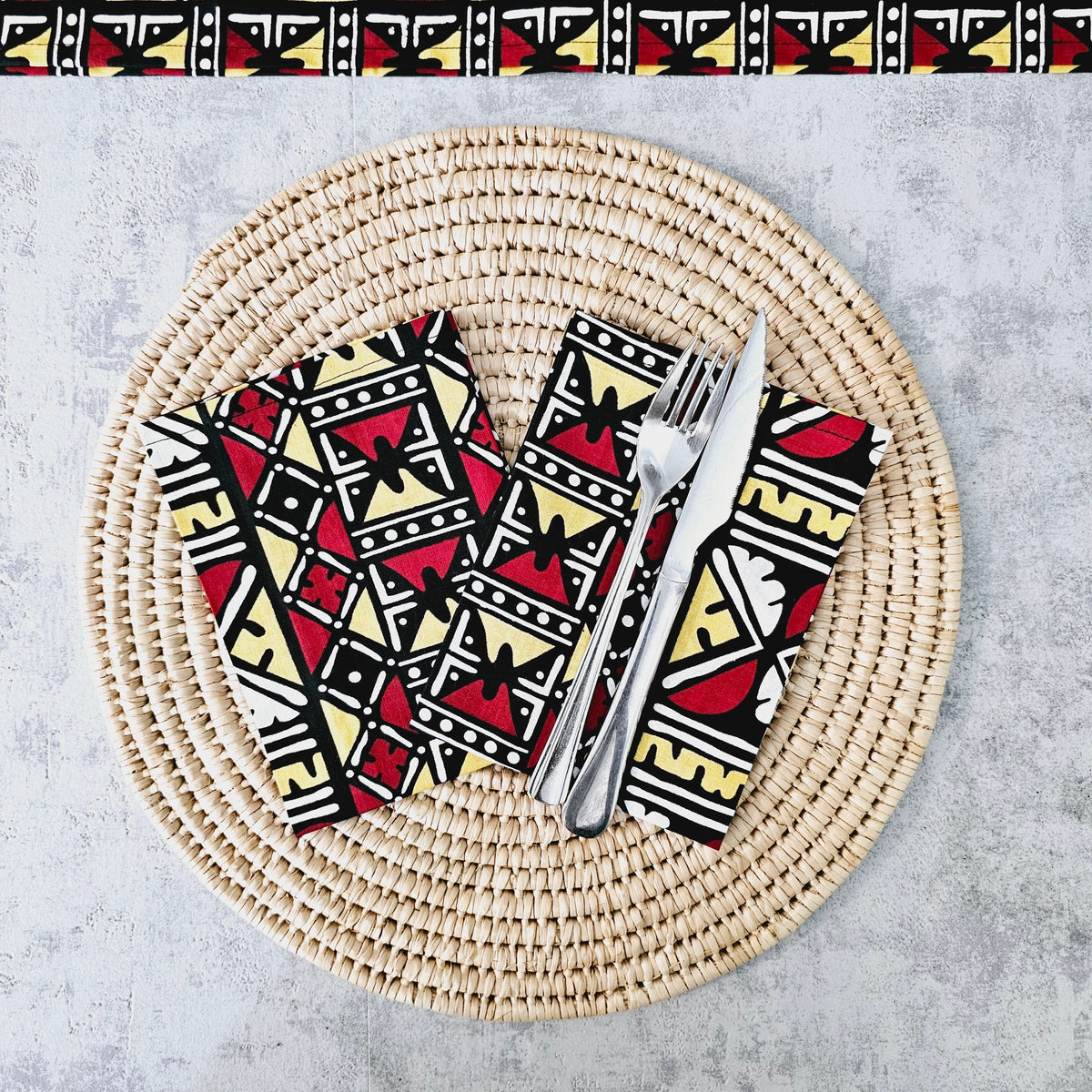 Set of 4 | 8 Napkins | 40x40cm | African Print, Ankara Wax, 100% Cotton-0