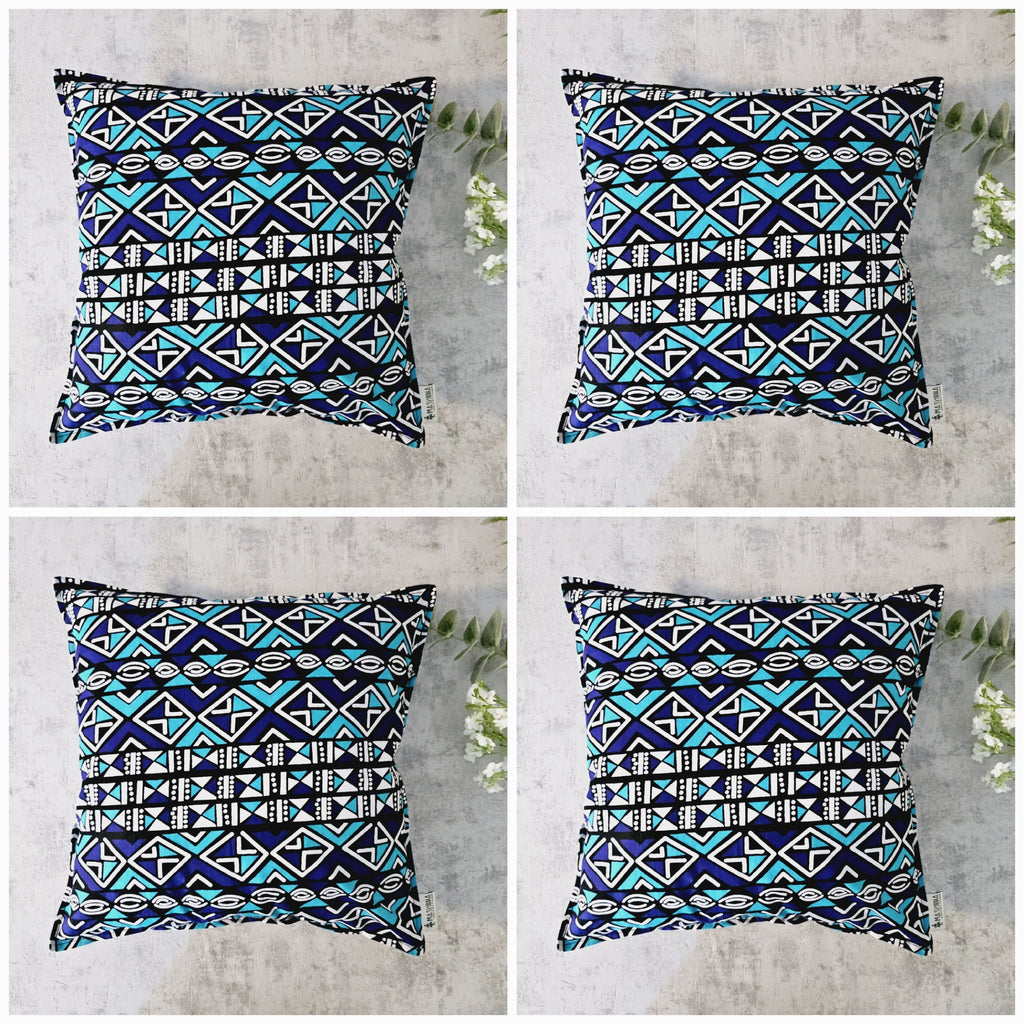 Set of 2 | 4 Cushion Covers |40x40cm | 100% Cotton Wax Ankara Fabric-3