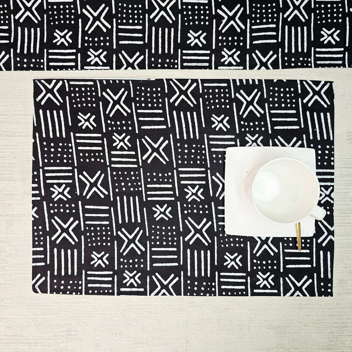 Table Runner and Set of 4 Placemats | 100% Cotton African Print Fabric-4