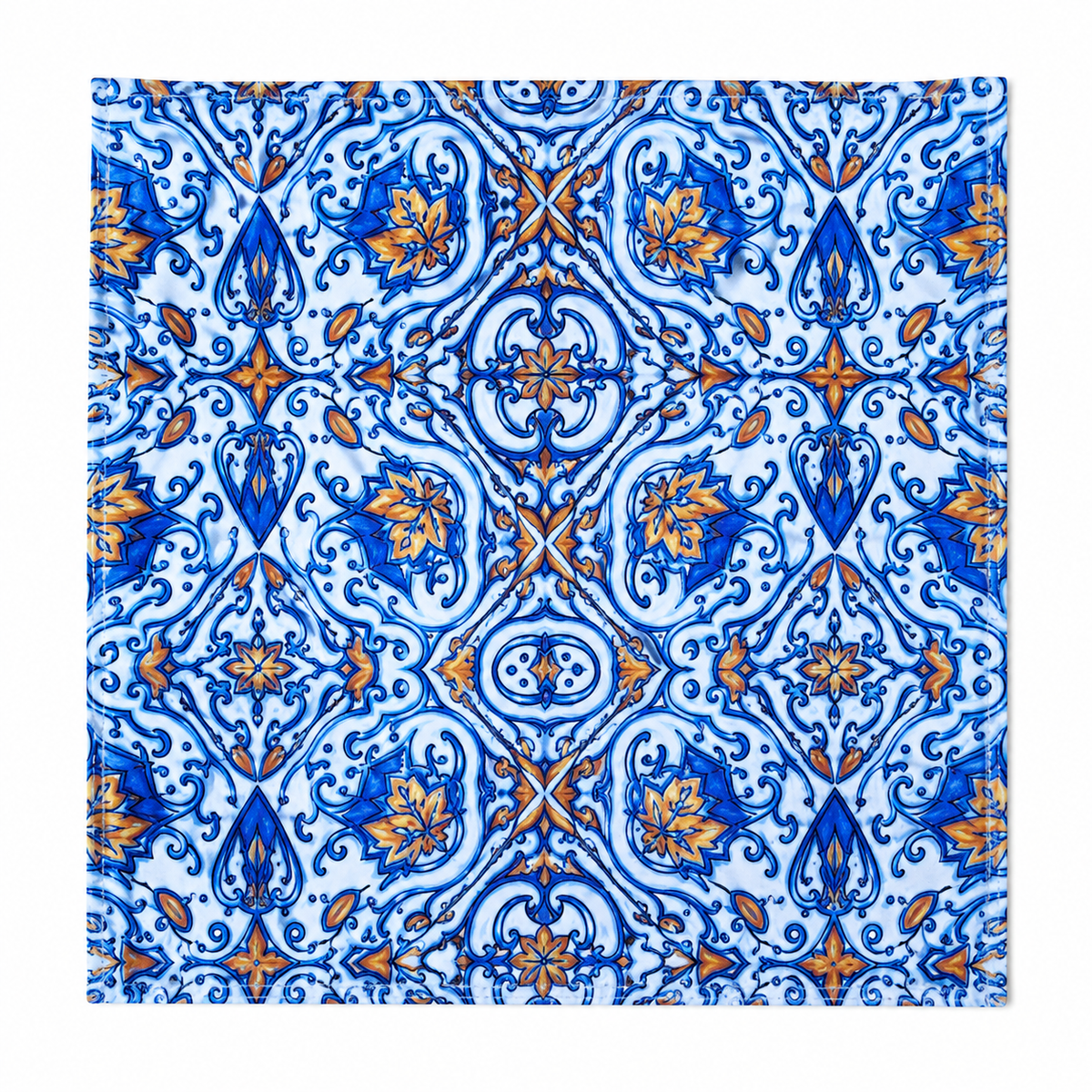 Set of 12 Synthetic Cloths Napkins Mediterranean Tile 13.8 x 13.8 in